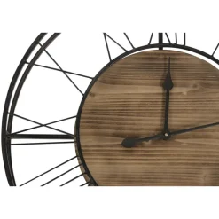 DÉCORATION D'AUTREFOIS - Grande horloge ancienne bois-métal marron - décoration d'autrefois