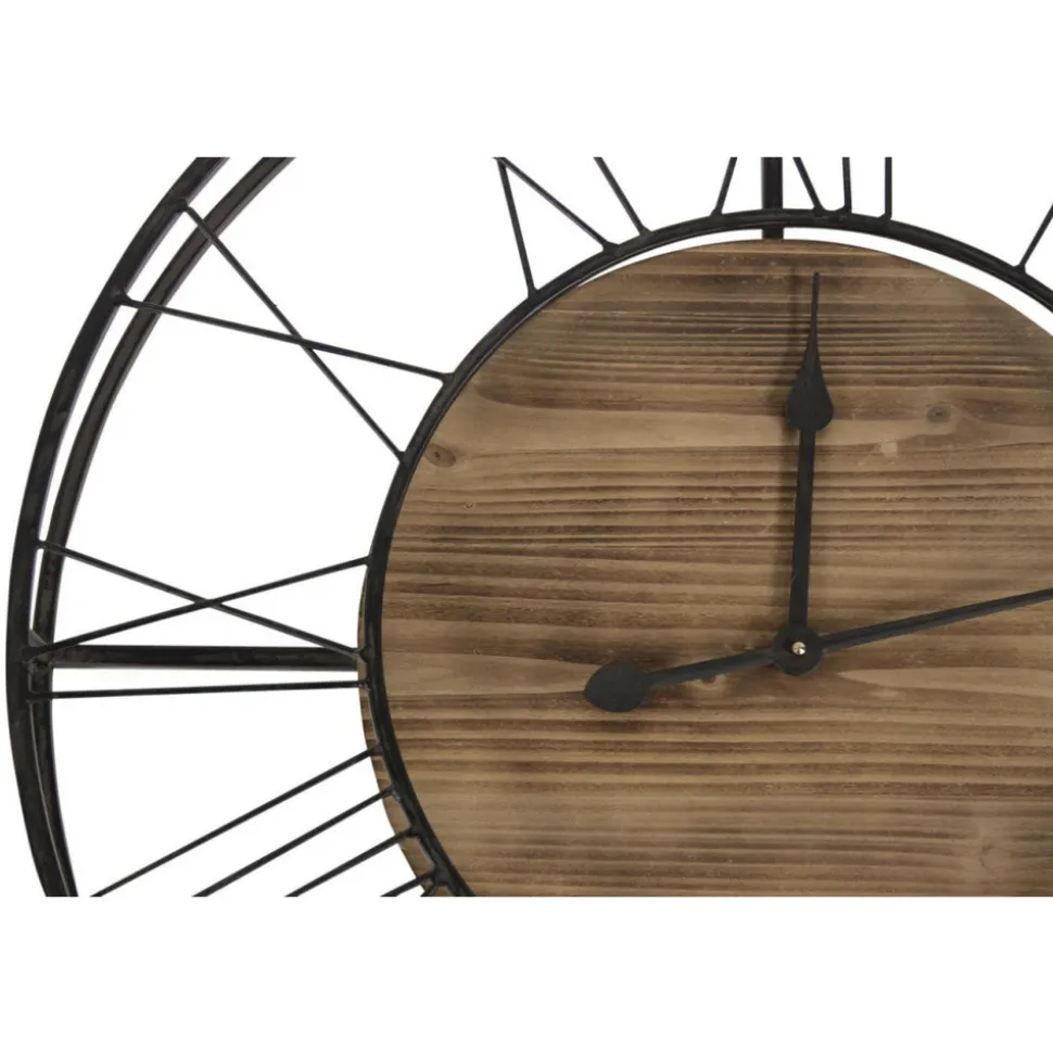 DÉCORATION D'AUTREFOIS - Grande horloge ancienne bois-métal marron - décoration d'autrefois
