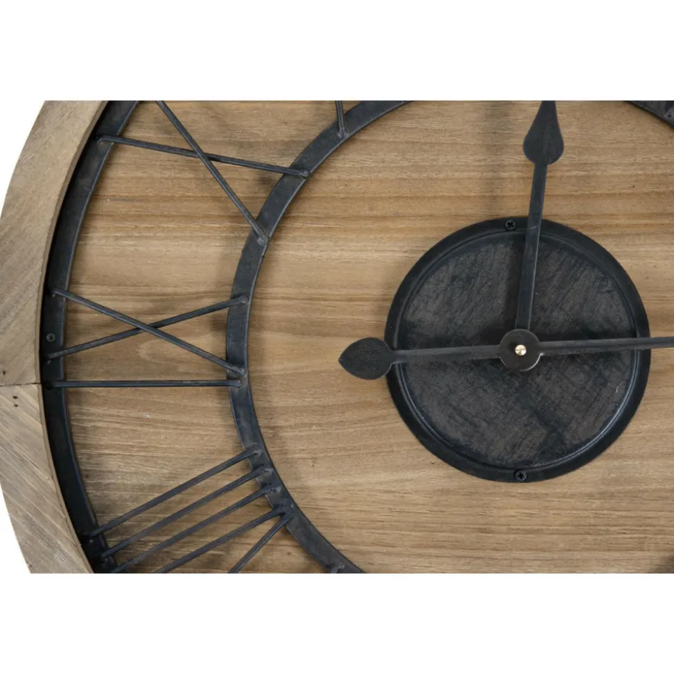 DÉCORATION D'AUTREFOIS - Grande horloge ancienne bois-métal marron - décoration d'autrefois
