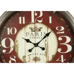 DÉCORATION D'AUTREFOIS - Grande horloge ancienne murale paris france fer rouge-bordeaux - décoration d'autrefois