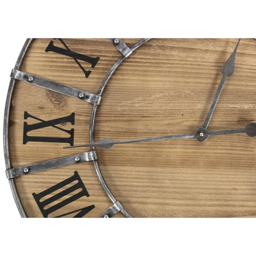 DÉCORATION D'AUTREFOIS - Grande horloge ancienne bois-métal marron - décoration d'autrefois