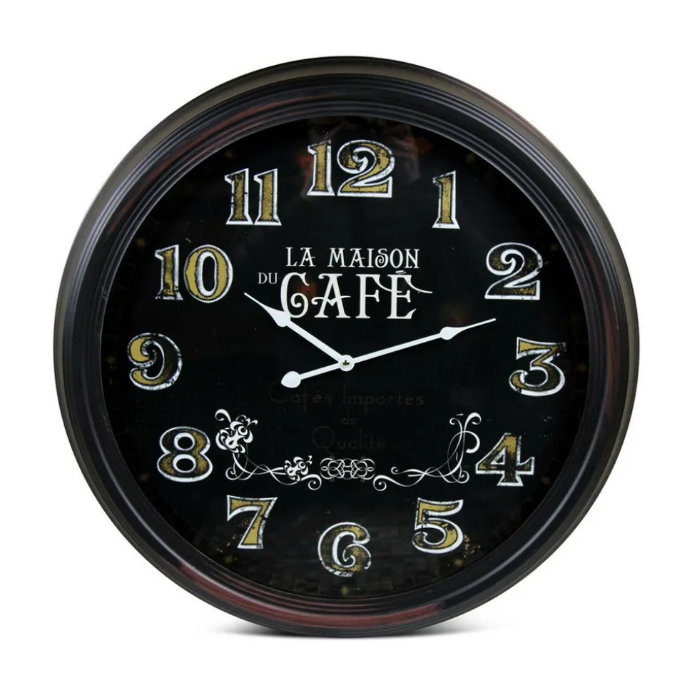 DÉCORATION D'AUTREFOIS - Horloge ancienne murale la maison du café métal noir - décoration d'autrefois