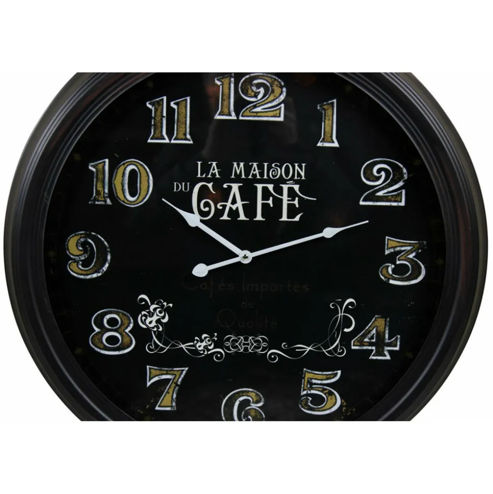 DÉCORATION D'AUTREFOIS - Horloge ancienne murale la maison du café métal noir - décoration d'autrefois