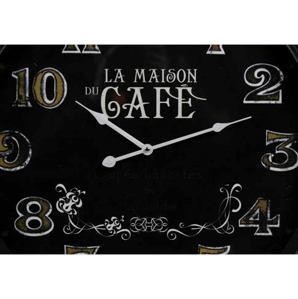DÉCORATION D'AUTREFOIS - Horloge ancienne murale la maison du café métal noir - décoration d'autrefois