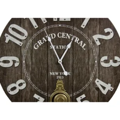 DÉCORATION D'AUTREFOIS - Horloge ancienne balancier grand central station bois noir - décoration d'autrefois