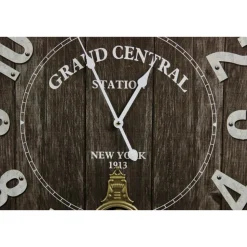 DÉCORATION D'AUTREFOIS - Horloge ancienne balancier grand central station bois noir - décoration d'autrefois