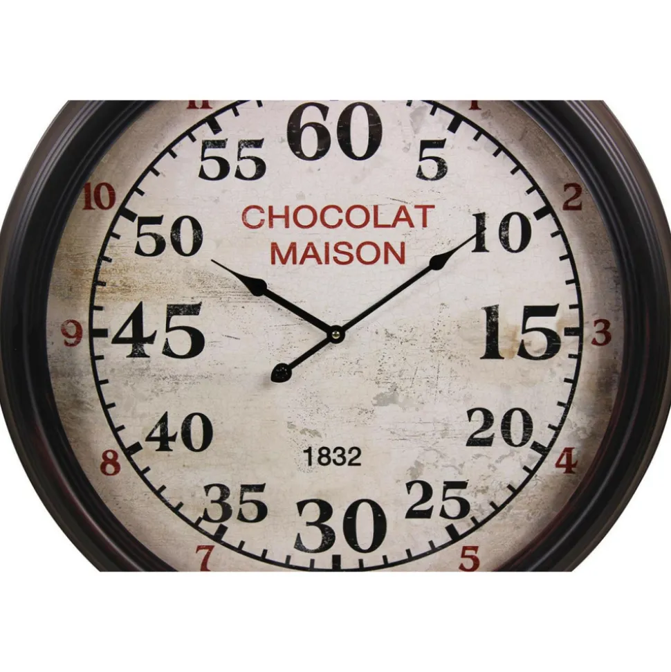 DÉCORATION D'AUTREFOIS - Horloge ancienne murale chocolat maison métal blanc - décoration d'autrefois