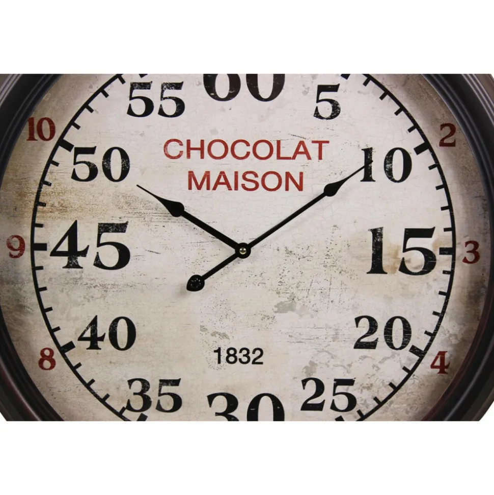 DÉCORATION D'AUTREFOIS - Horloge ancienne murale chocolat maison métal blanc - décoration d'autrefois