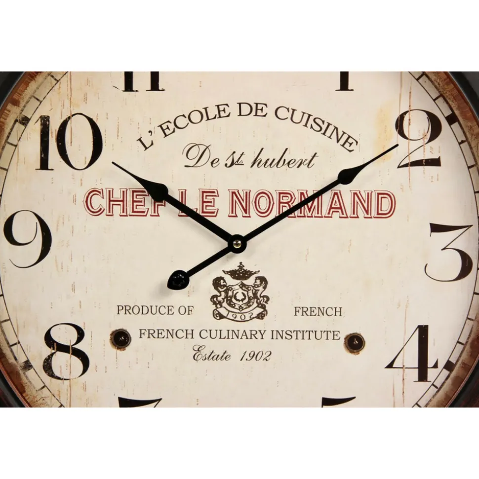 DÉCORATION D'AUTREFOIS - Horloge ancienne murale l'ecole de cuisine de st hubert métal blanc - décoration d'autrefois