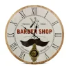 DÉCORATION D'AUTREFOIS - Horloge ancienne balancier barber shop bois blanc - décoration d'autrefois