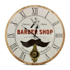 DÉCORATION D'AUTREFOIS - Horloge ancienne balancier barber shop bois blanc - décoration d'autrefois