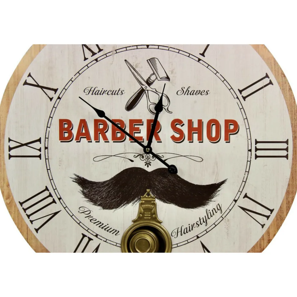 DÉCORATION D'AUTREFOIS - Horloge ancienne balancier barber shop bois blanc - décoration d'autrefois