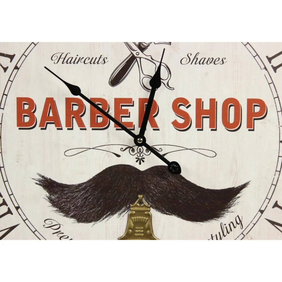 DÉCORATION D'AUTREFOIS - Horloge ancienne balancier barber shop bois blanc - décoration d'autrefois