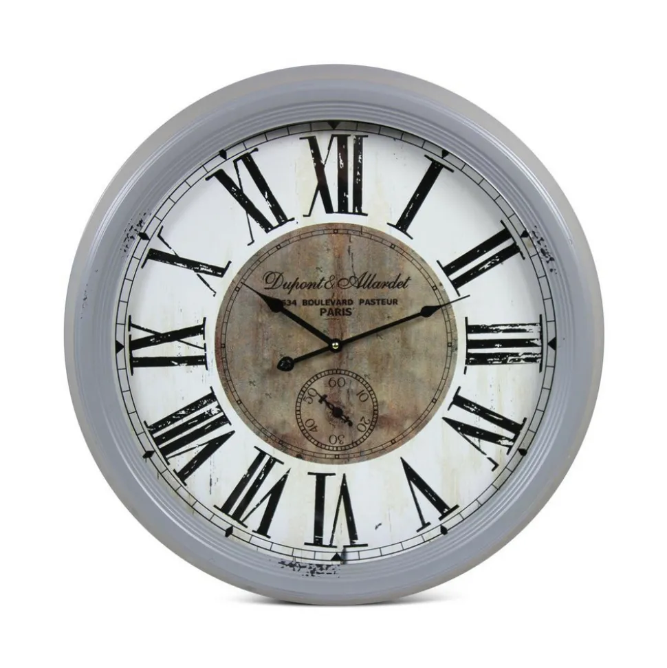 DÉCORATION D'AUTREFOIS - Horloge ancienne murale dupont & allardet métal gris - décoration d'autrefois