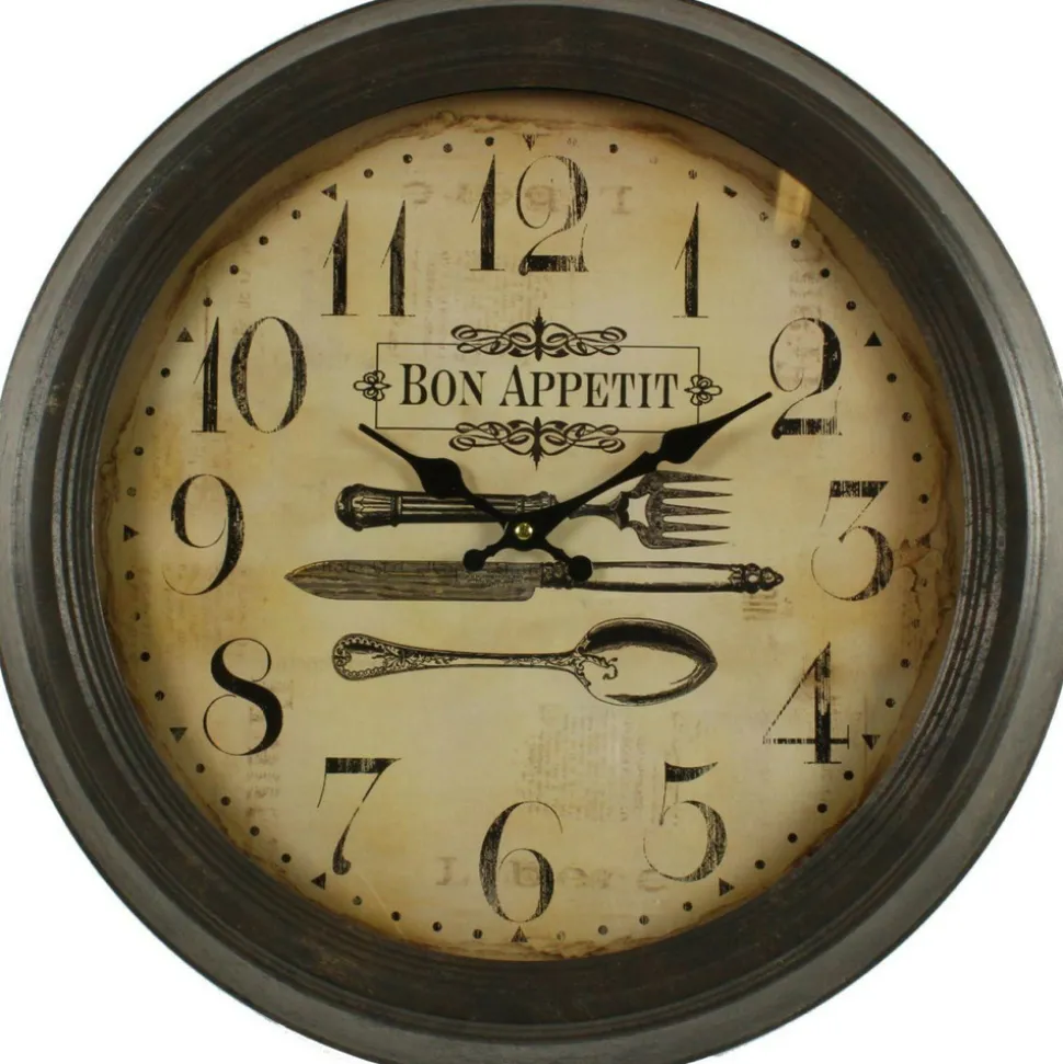 DÉCORATION D'AUTREFOIS - Horloge ancienne murale bon appétit fer blanc - décoration d'autrefois