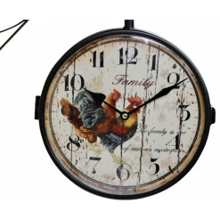 DÉCORATION D'AUTREFOIS - Horloge de gare ancienne double face family coq forge fer forgé blanc - décoration d'autrefois