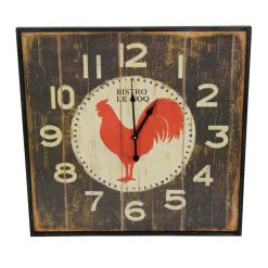 DÉCORATION D'AUTREFOIS - Horloge ancienne murale carre bistrot le coq fer marron - décoration d'autrefois