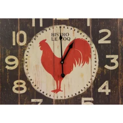 DÉCORATION D'AUTREFOIS - Horloge ancienne murale carre bistrot le coq fer marron - décoration d'autrefois