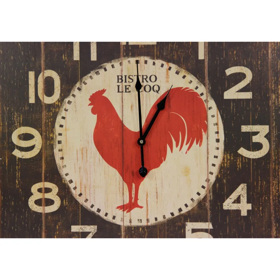DÉCORATION D'AUTREFOIS - Horloge ancienne murale carre bistrot le coq fer marron - décoration d'autrefois