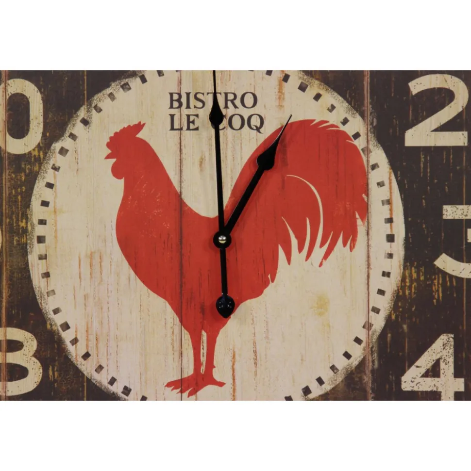 DÉCORATION D'AUTREFOIS - Horloge ancienne murale carre bistrot le coq fer marron - décoration d'autrefois