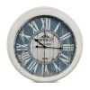 DÉCORATION D'AUTREFOIS - Horloge ancienne murale bistrot de paris métal bleu - décoration d'autrefois