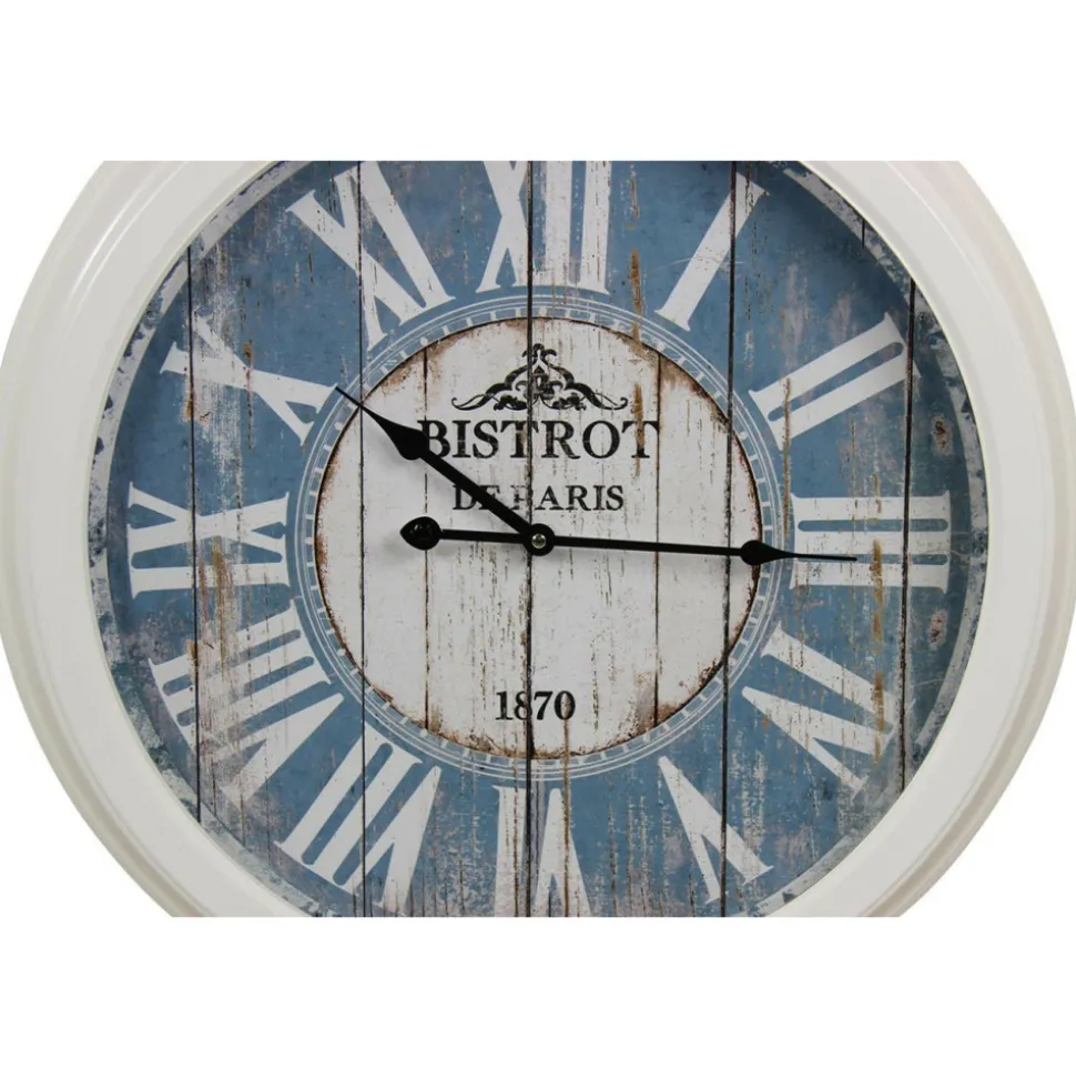 DÉCORATION D'AUTREFOIS - Horloge ancienne murale bistrot de paris métal bleu - décoration d'autrefois
