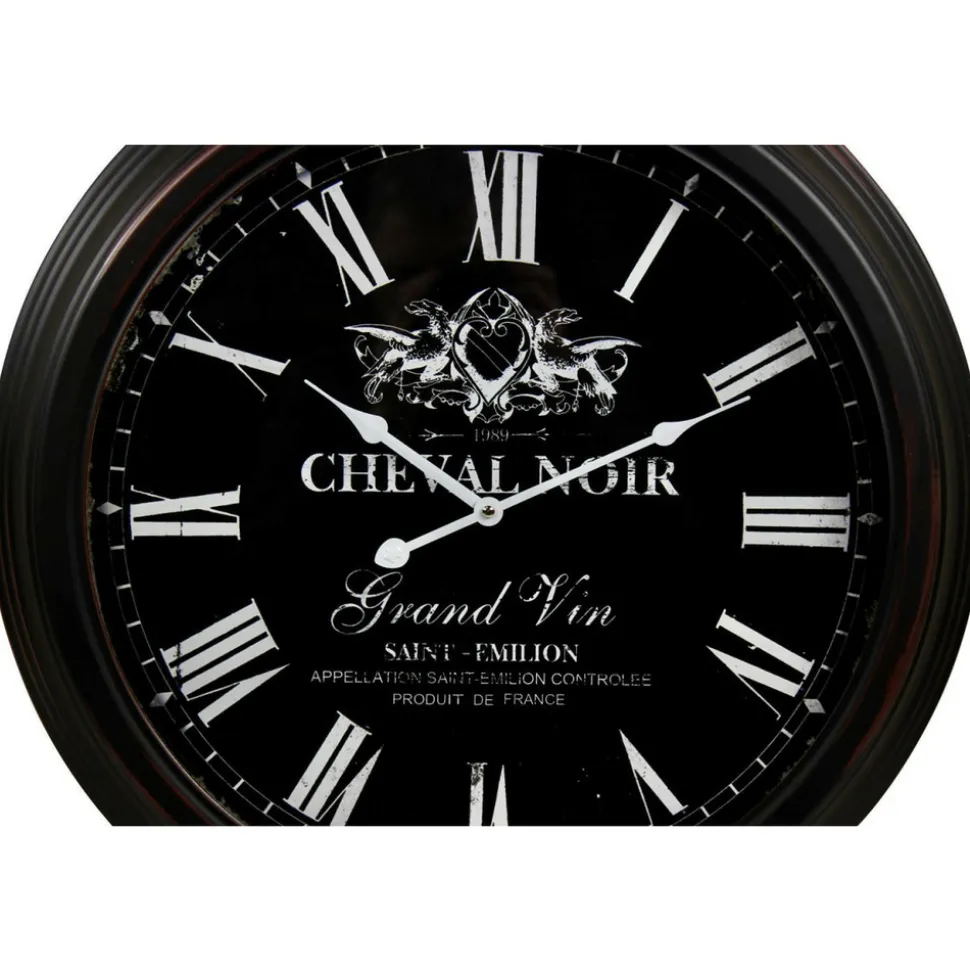 DÉCORATION D'AUTREFOIS - Horloge ancienne murale cheval métal noir - décoration d'autrefois