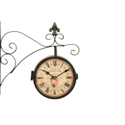 DÉCORATION D'AUTREFOIS - Horloge de gare ancienne double face au bon marché fer forgé blanc - décoration d'autrefois