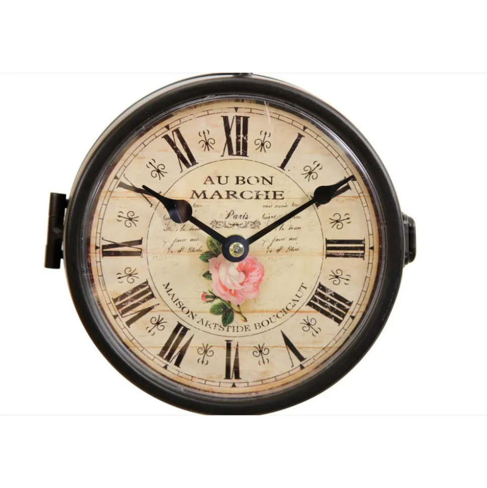 DÉCORATION D'AUTREFOIS - Horloge de gare ancienne double face au bon marché fer forgé blanc - décoration d'autrefois