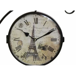 DÉCORATION D'AUTREFOIS - Horloge de gare ancienne double face paris tour eiffel forge fer forgé blanc - décoration d'autrefois