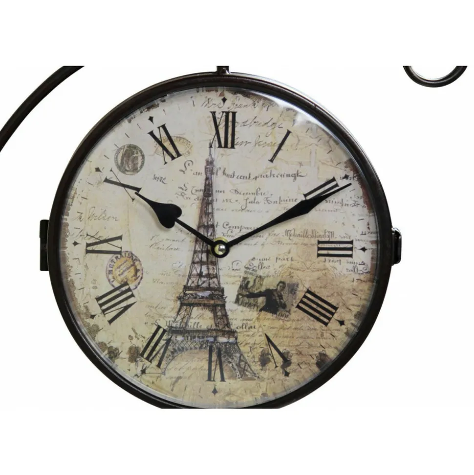 DÉCORATION D'AUTREFOIS - Horloge de gare ancienne double face paris tour eiffel forge fer forgé blanc - décoration d'autrefois