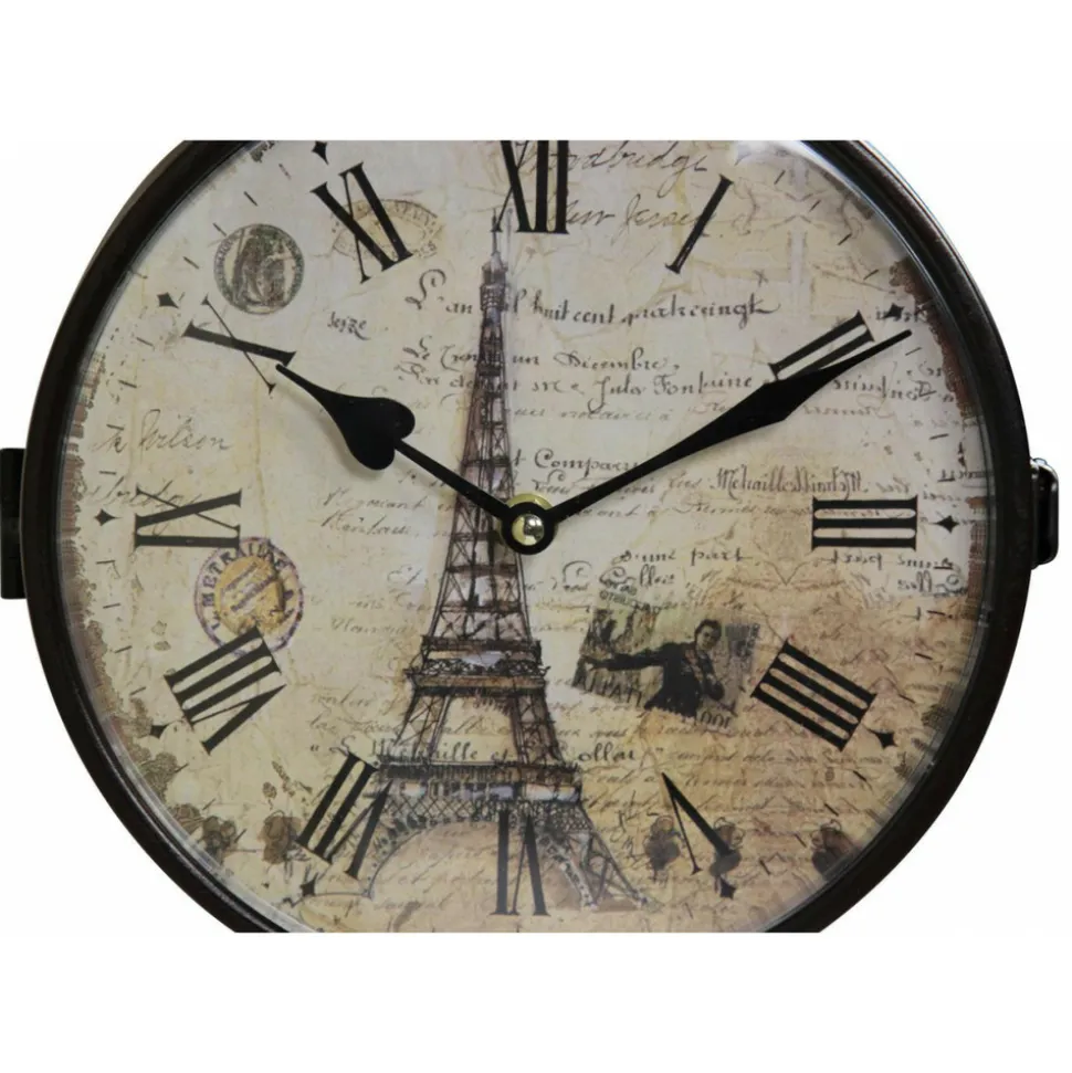 DÉCORATION D'AUTREFOIS - Horloge de gare ancienne double face paris tour eiffel forge fer forgé blanc - décoration d'autrefois