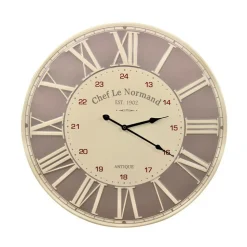 DÉCORATION D'AUTREFOIS - Horloge ancienne chef le normand métal gris - décoration d'autrefois