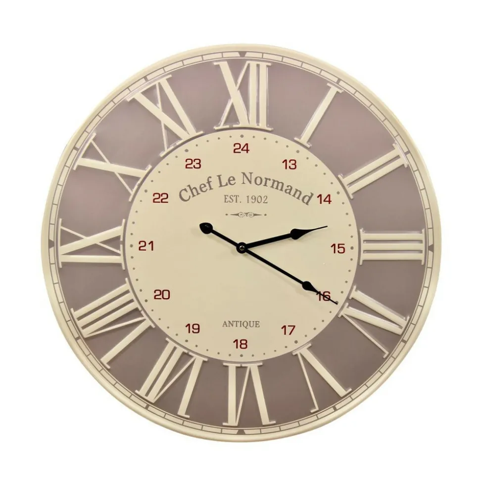 DÉCORATION D'AUTREFOIS - Horloge ancienne chef le normand métal gris - décoration d'autrefois