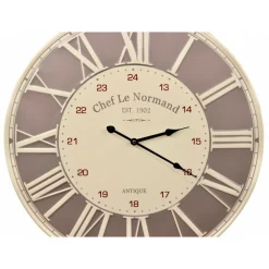 DÉCORATION D'AUTREFOIS - Horloge ancienne chef le normand métal gris - décoration d'autrefois