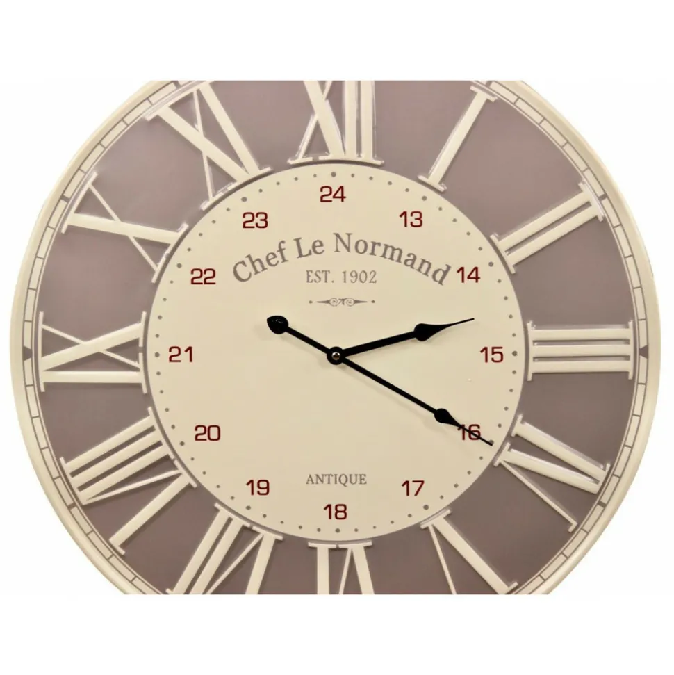 DÉCORATION D'AUTREFOIS - Horloge ancienne chef le normand métal gris - décoration d'autrefois