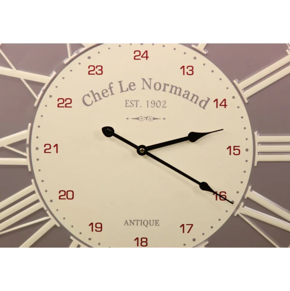 DÉCORATION D'AUTREFOIS - Horloge ancienne chef le normand métal gris - décoration d'autrefois