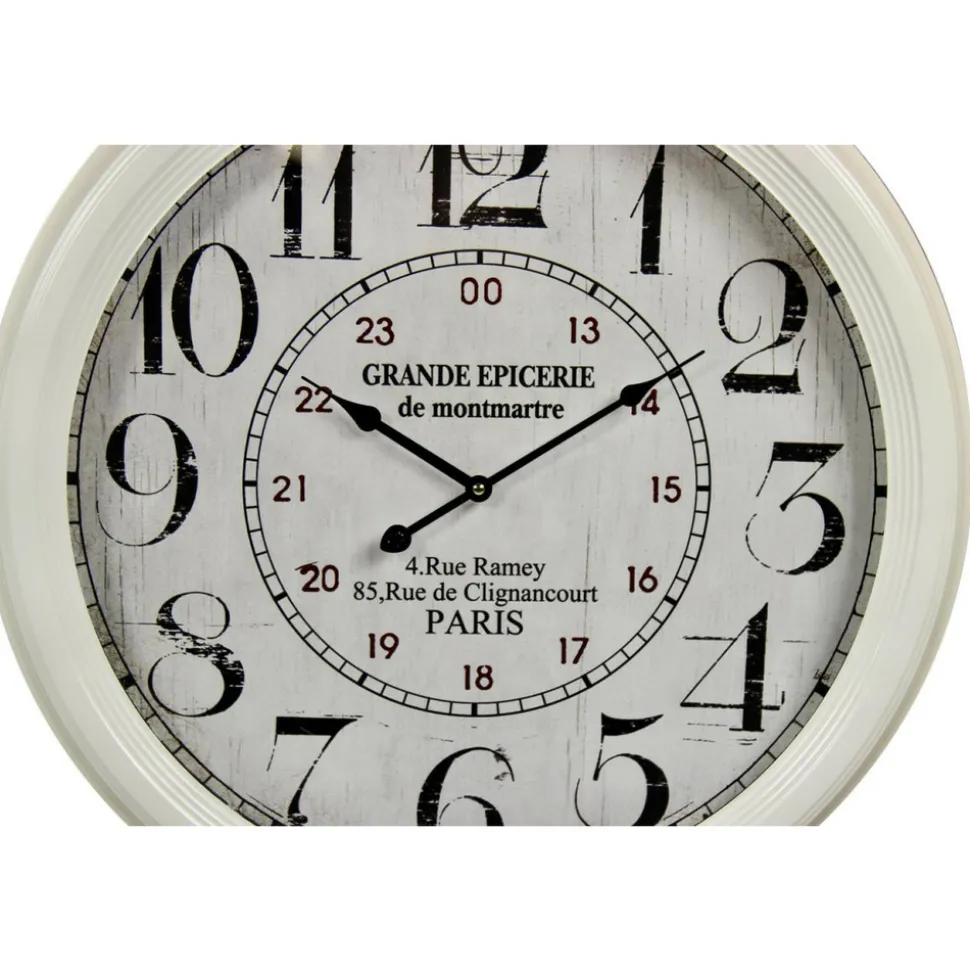 DÉCORATION D'AUTREFOIS - Horloge ancienne murale grande epicerie de monmartre métal blanc - décoration d'autrefois