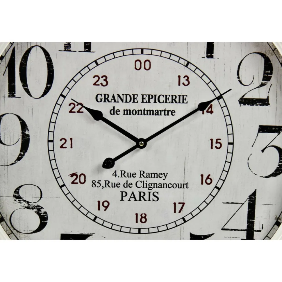 DÉCORATION D'AUTREFOIS - Horloge ancienne murale grande epicerie de monmartre métal blanc - décoration d'autrefois