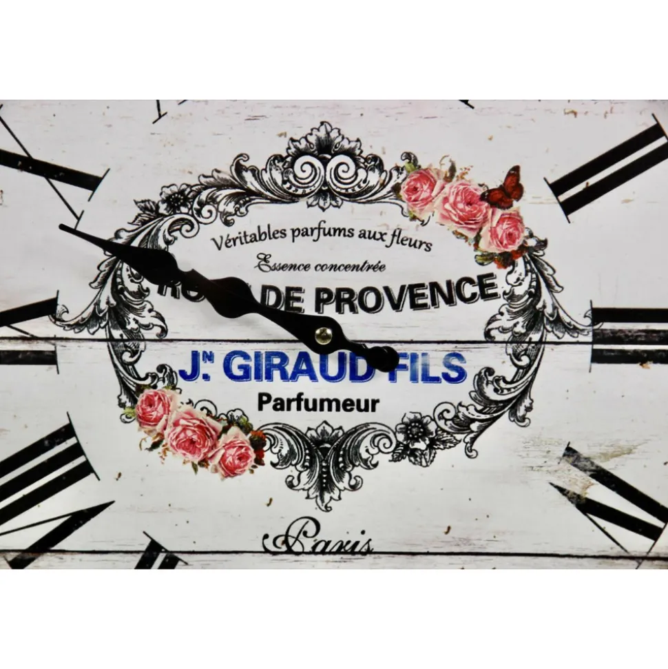 DÉCORATION D'AUTREFOIS - Horloge ancienne murale de provence métal blanc - décoration d'autrefois