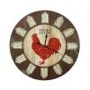 DÉCORATION D'AUTREFOIS - Horloge ancienne murale bistrot le coq bois marron - décoration d'autrefois