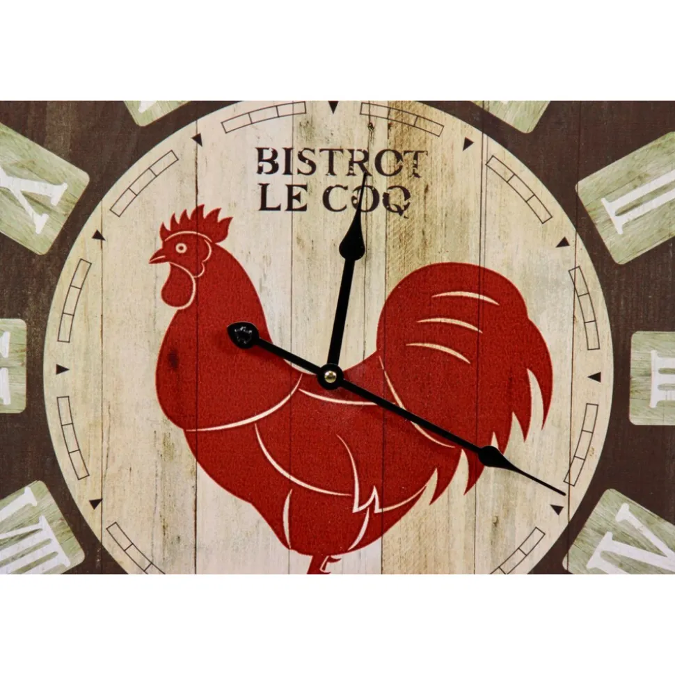 DÉCORATION D'AUTREFOIS - Horloge ancienne murale bistrot le coq bois marron - décoration d'autrefois
