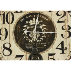 DÉCORATION D'AUTREFOIS - Horloge ancienne balancier au bon ménage bois blanc - décoration d'autrefois