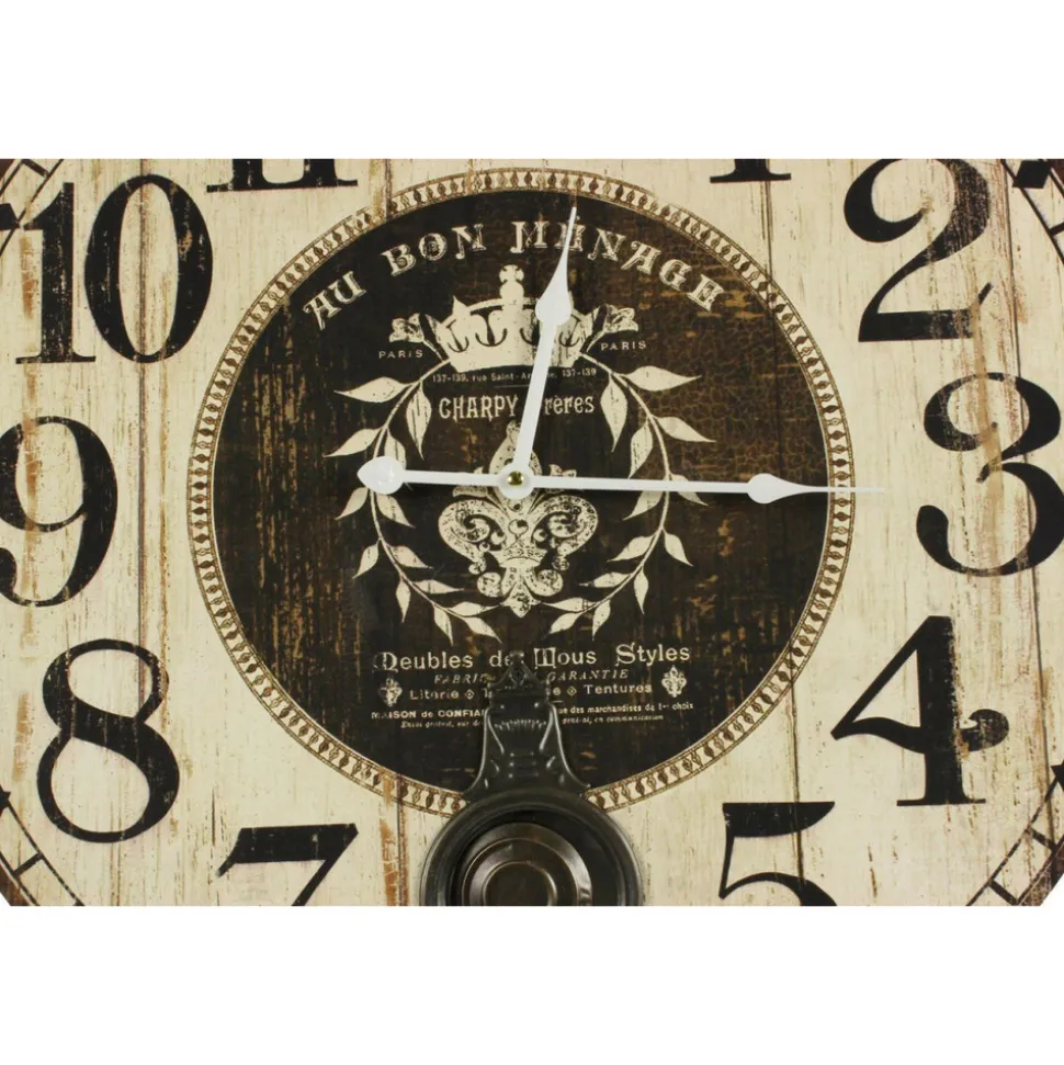 DÉCORATION D'AUTREFOIS - Horloge ancienne balancier au bon ménage bois blanc - décoration d'autrefois