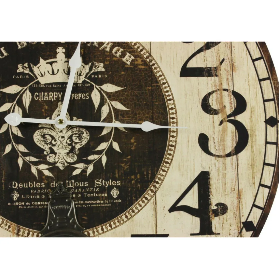 DÉCORATION D'AUTREFOIS - Horloge ancienne balancier au bon ménage bois blanc - décoration d'autrefois