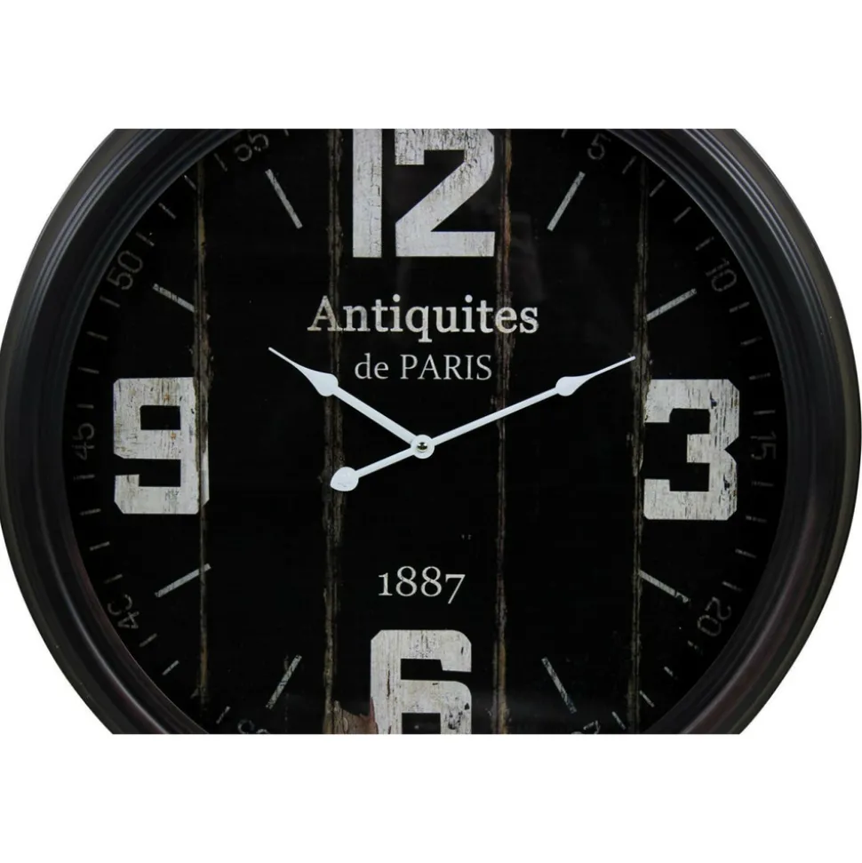 DÉCORATION D'AUTREFOIS - Horloge ancienne murale antiquités de paris métal noir - décoration d'autrefois