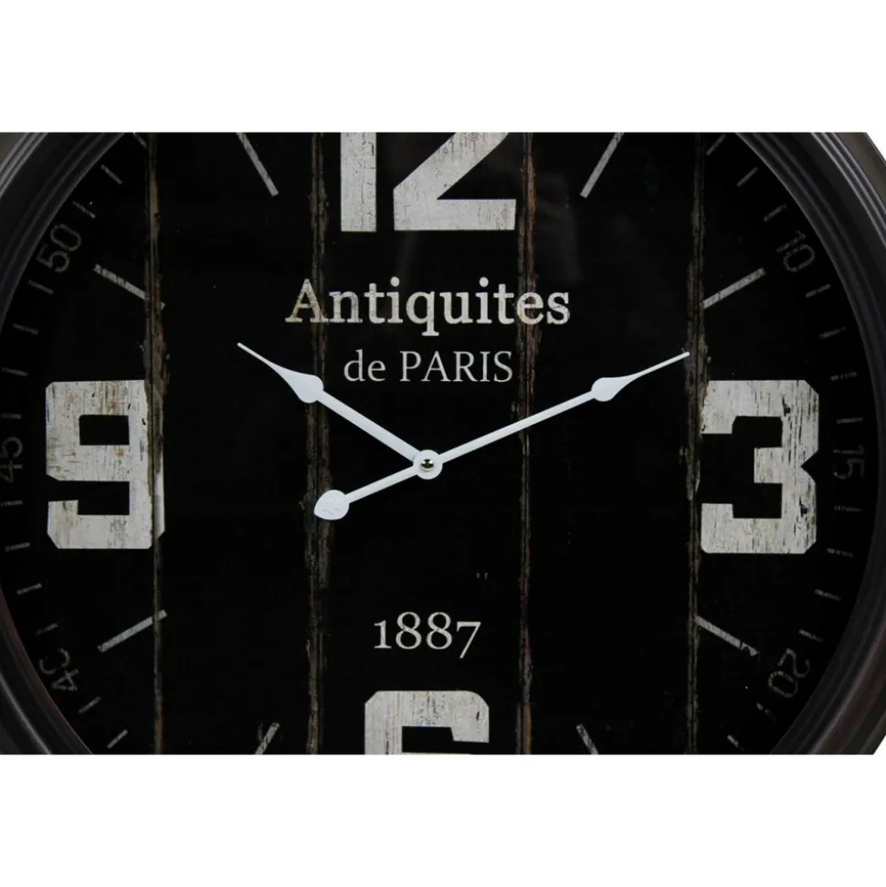 DÉCORATION D'AUTREFOIS - Horloge ancienne murale antiquités de paris métal noir - décoration d'autrefois