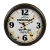 DÉCORATION D'AUTREFOIS - Horloge ancienne murale fabrique de chocolat métal blanc - décoration d'autrefois