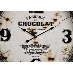 DÉCORATION D'AUTREFOIS - Horloge ancienne murale fabrique de chocolat métal blanc - décoration d'autrefois