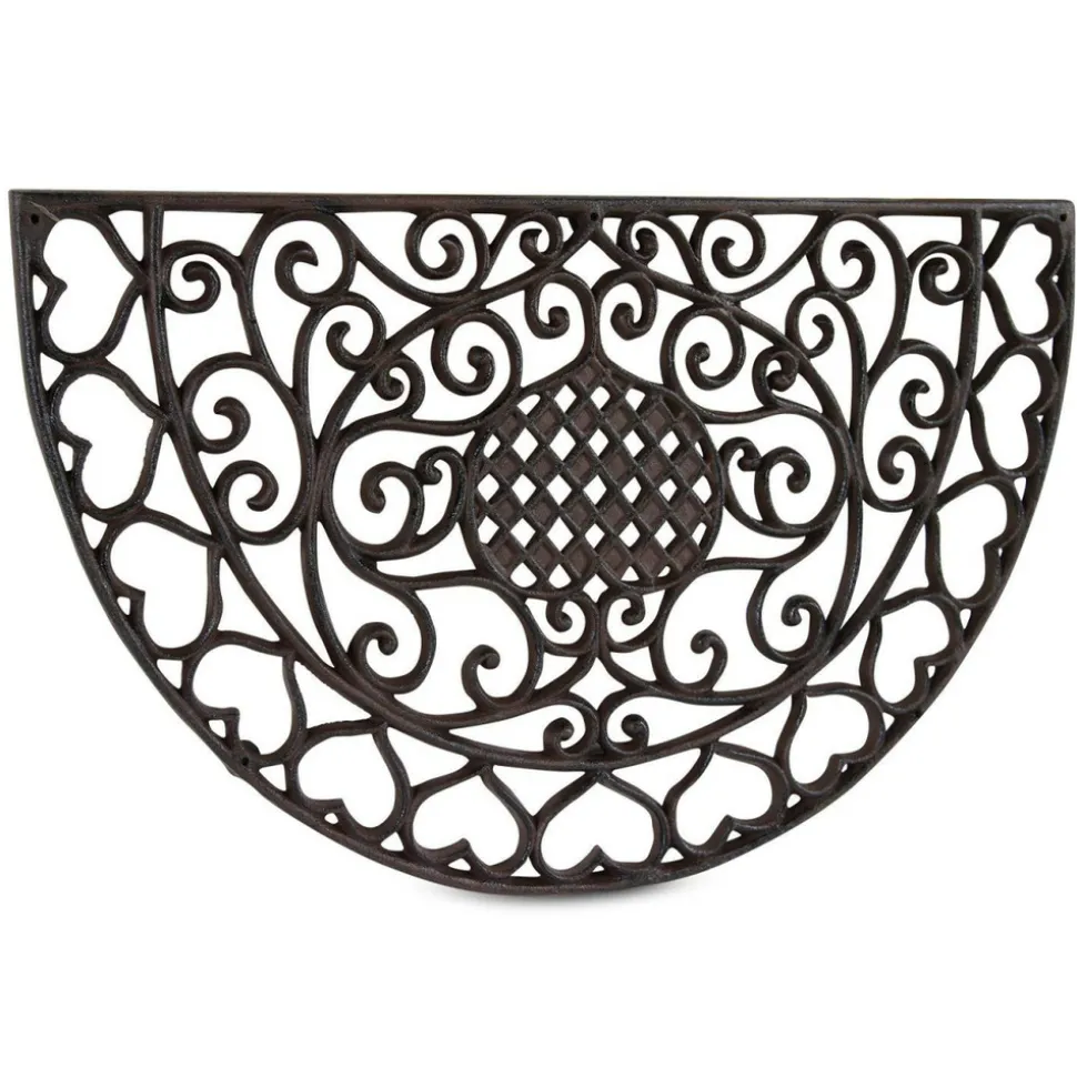 DÉCORATION D'AUTREFOIS - Paillasson demi-lune fonte fonte marron - décoration d'autrefois